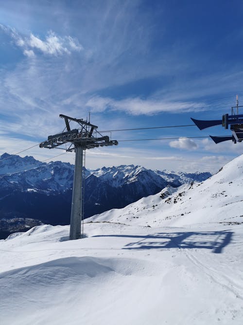 Ski Lift on a Mountain Peak 