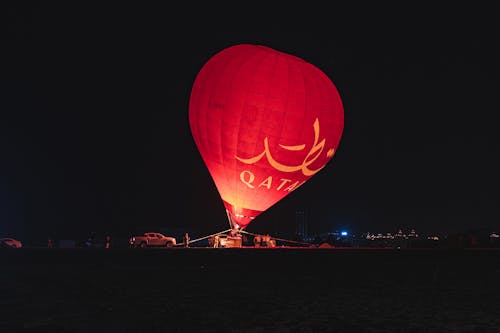 Hot Air Balloon on Ground at Night
