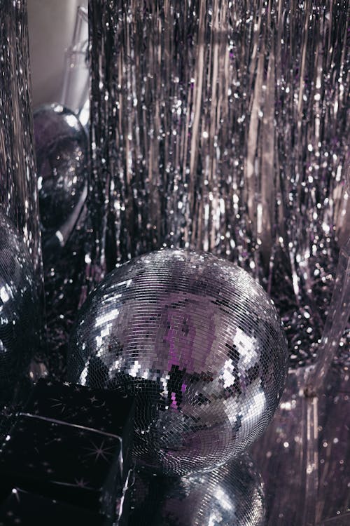 Disco Ball and Silver Tinsel 