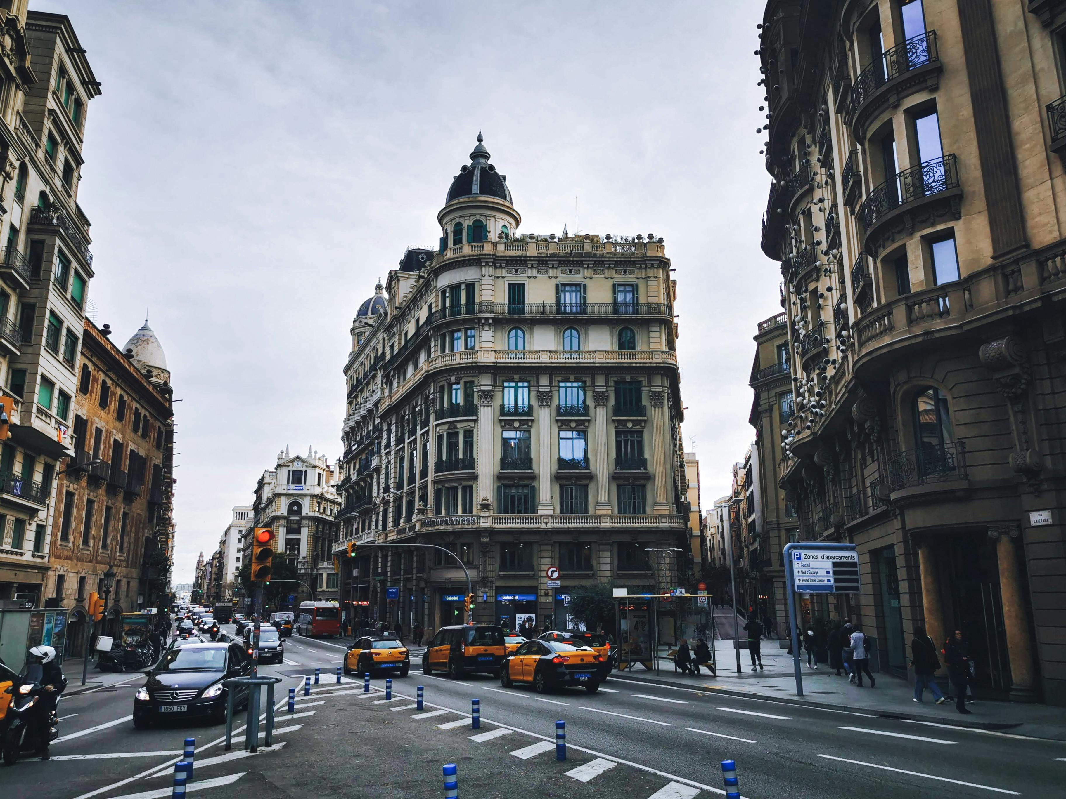 via laietana street in barcelona spain