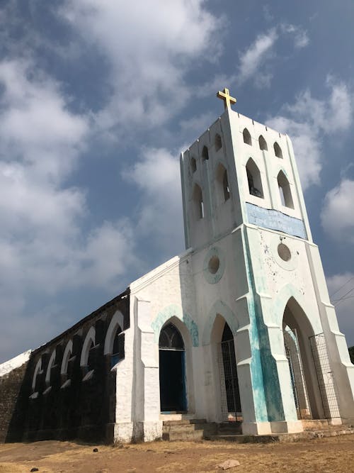 Christian Church with Cross on Tower