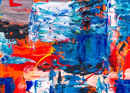 Free Colorful abstract painting with dynamic brush strokes, vivid acrylics, and artistic expression. Stock Photo