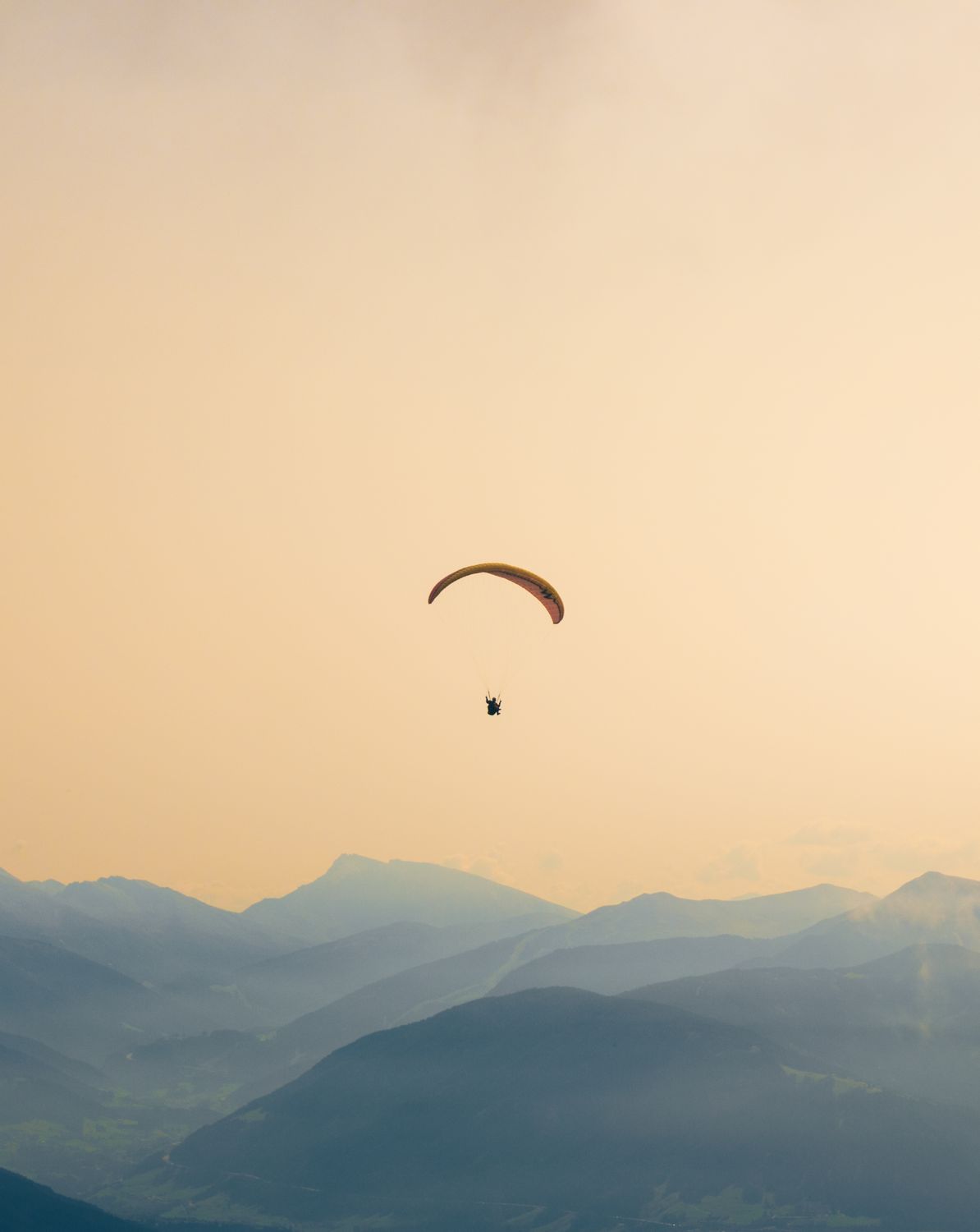 Mountain trail at sunrise with safety perspective