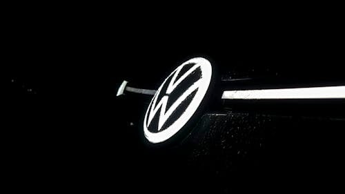 The daytime running lights of Volkswagen ID.3 in darkness