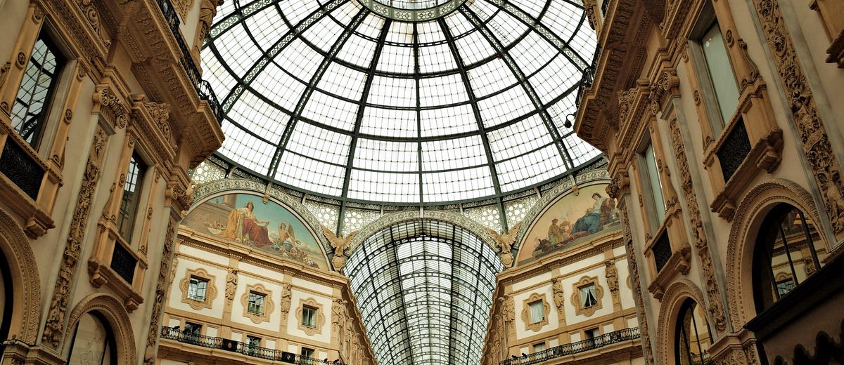 El interior de la Galleria Vittorio Emanuele II, en Milán