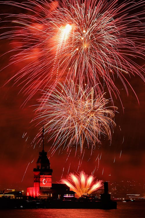 Beautiful Fireworks in the Night Sky