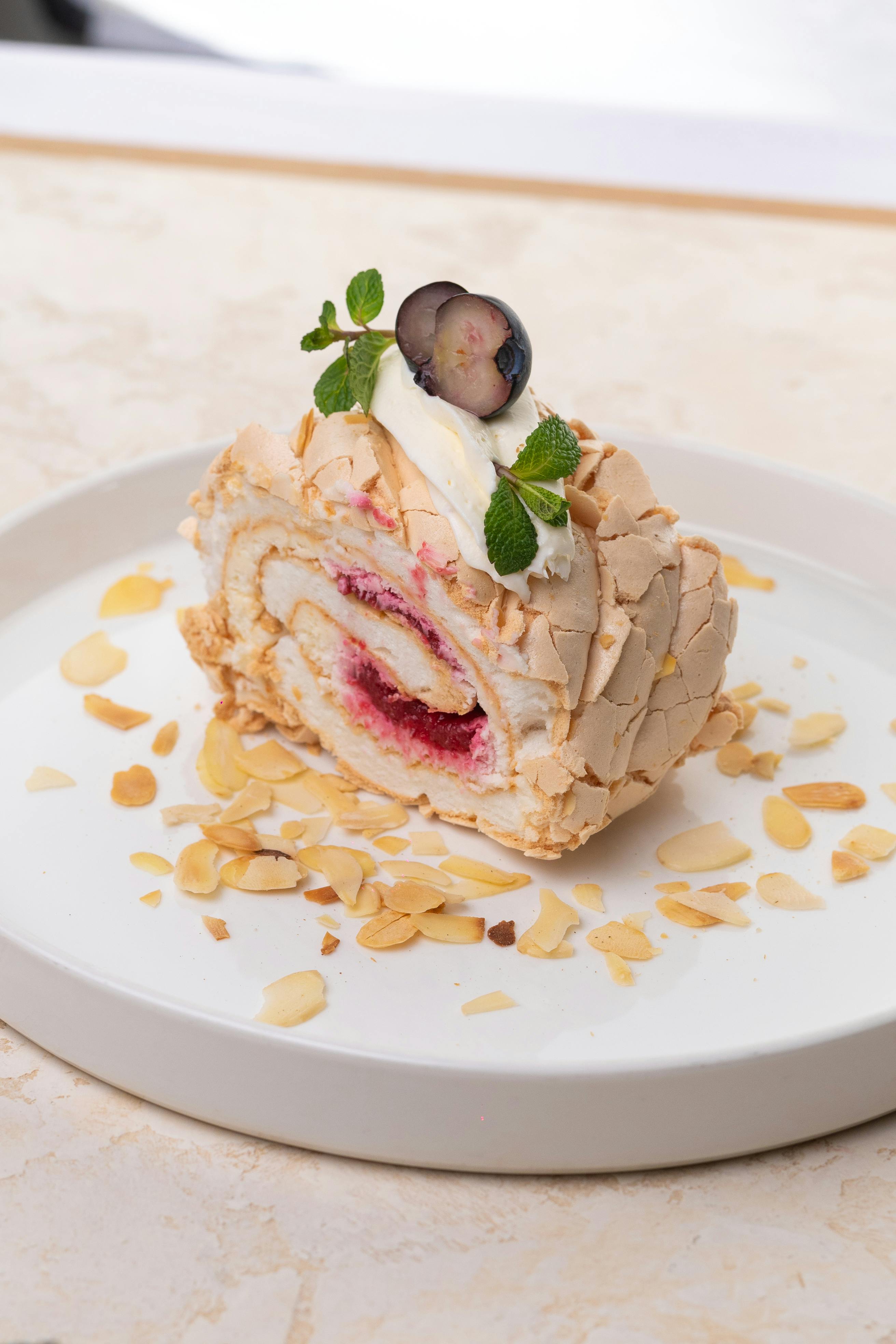 Decorated Meringue Roulade Cake · Free Stock Photo