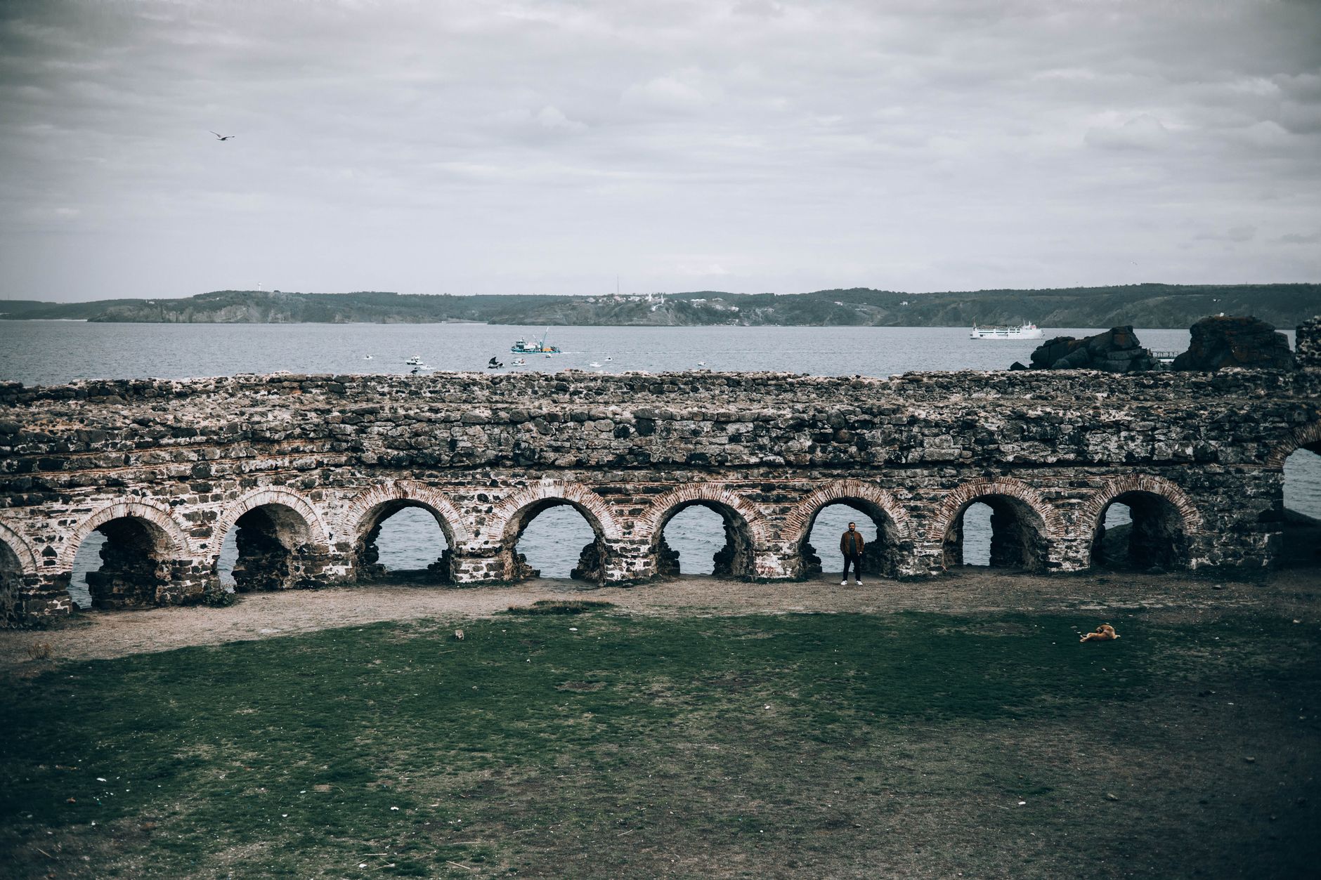 Explore the historic Rumeli Feneri Castle ruins overlooking the Bosphorus Strait in Turkey.