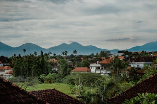 Landscape of a Tropical Village in a Mountain Valley