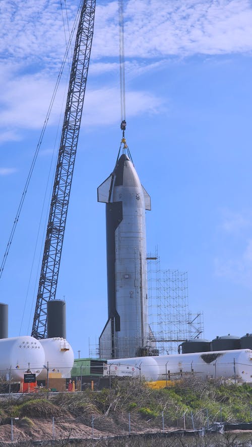 Photo of a Crane Lifting a Spacecraft