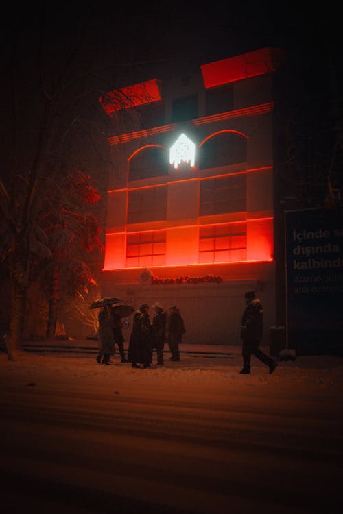 Group of People on Street at Night