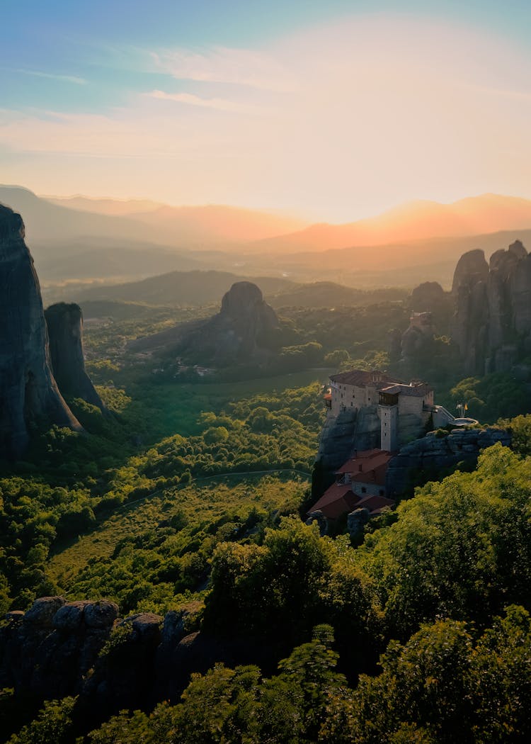 Castle On Rock In Mountains