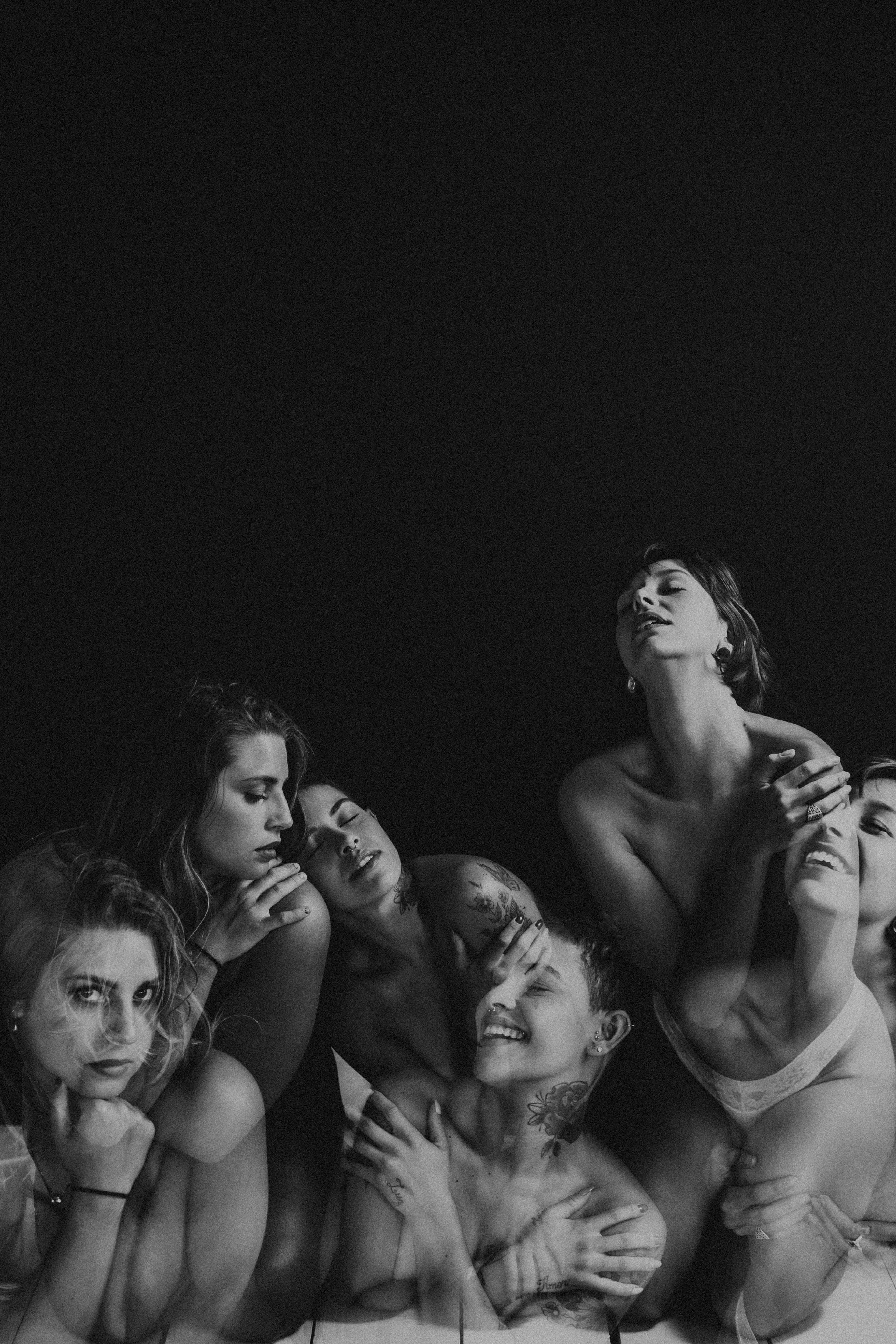 black and white photo of naked women