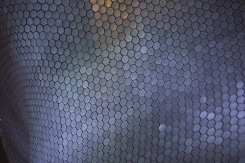 Close-up of Gray Hexagonal Tiles on the Facade of Museo Soumaya in Mexico 