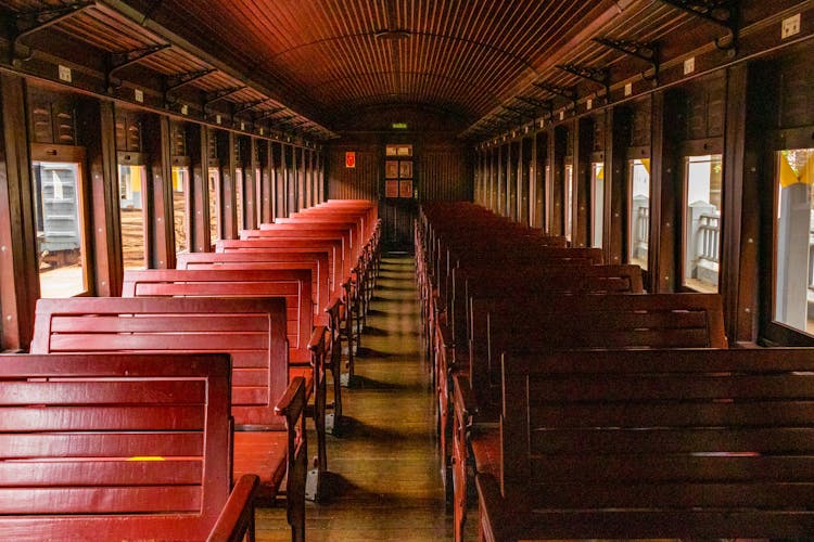 Wooden Seats In A Train