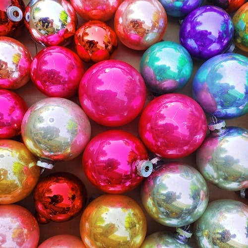 Christmas Balls in Close Up Photography