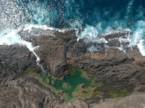 An Aerial Shot of a Rocky Shore