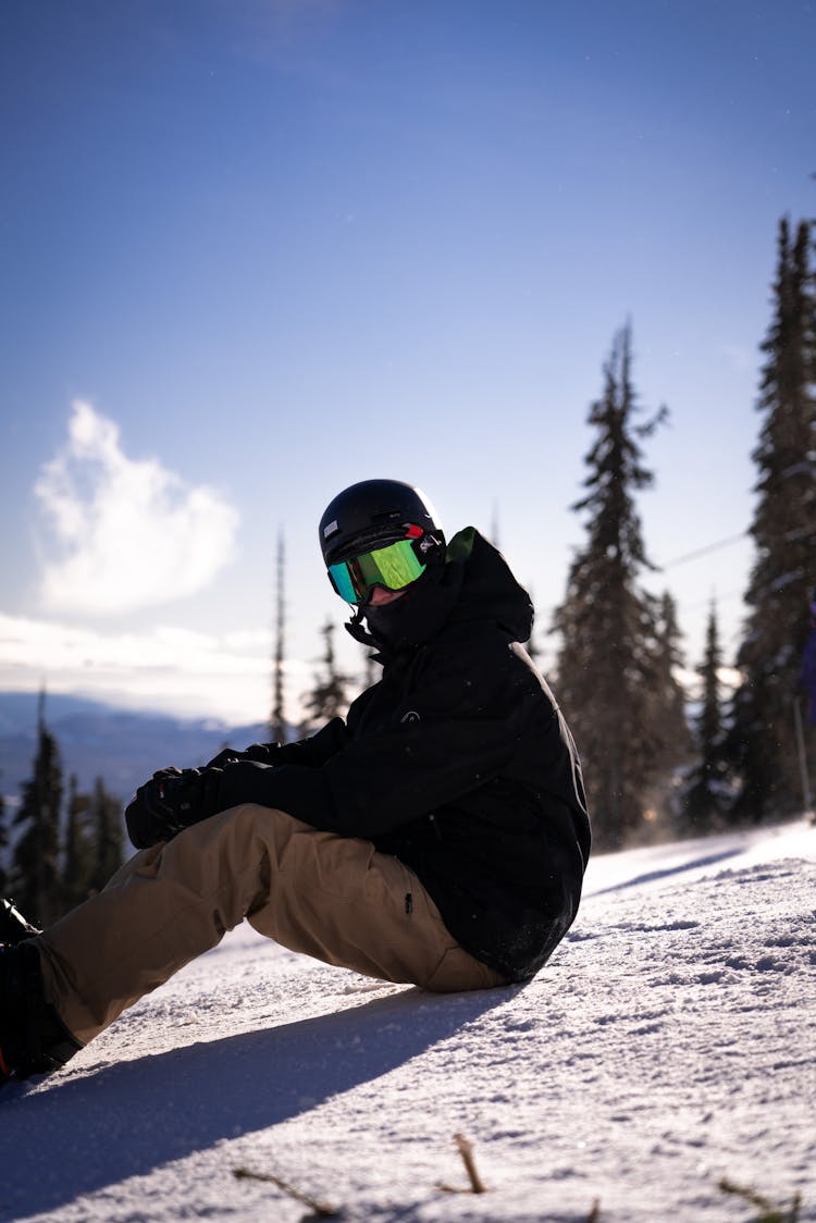 Snowboarder Sitting On Slope