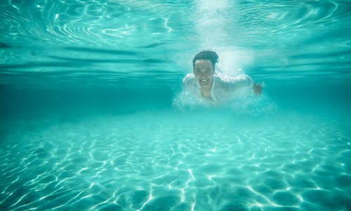 Underwater Picture of a Young Man 