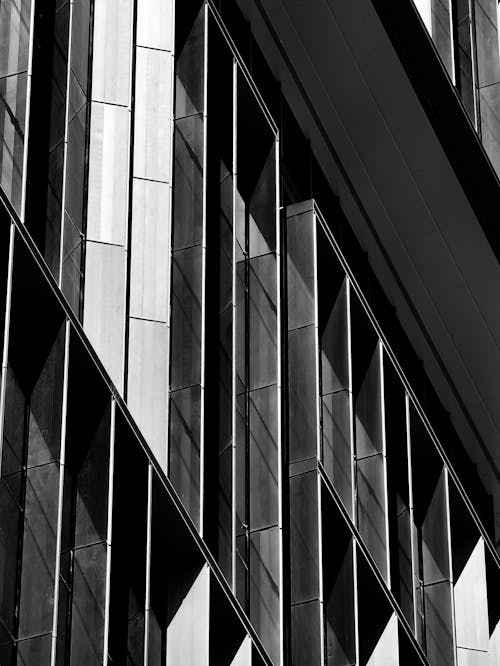 Close-up of a Building in Grayscale