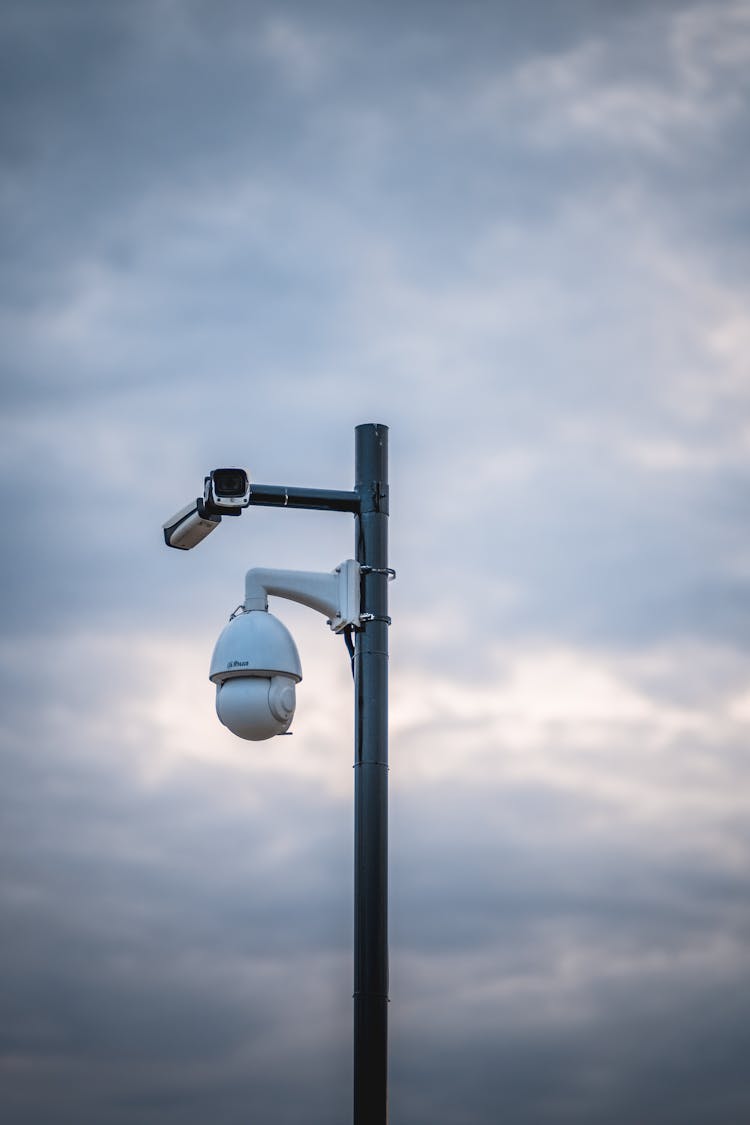 CCTV Cameras On Metal Pole