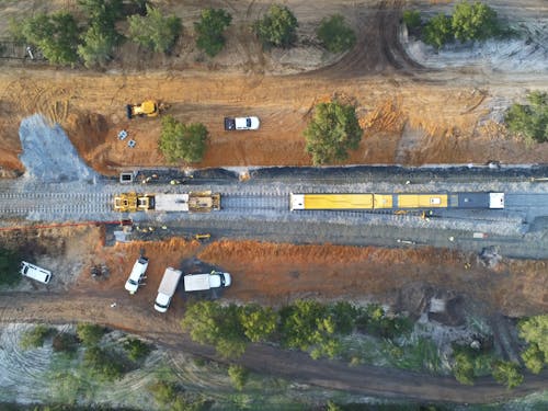 Top View of Machines in a Mine 