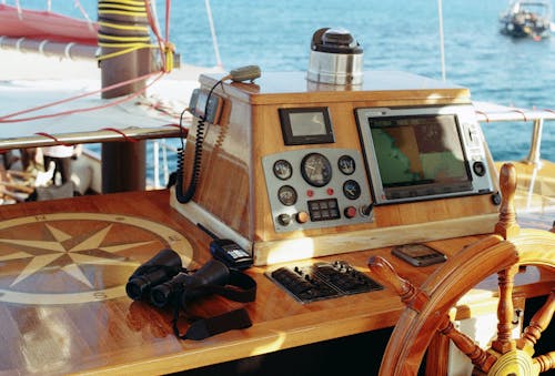 Rudder and Binoculars on Boat