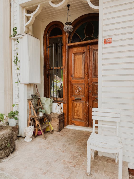 Old Wooden Door at the Entrance to a Building 