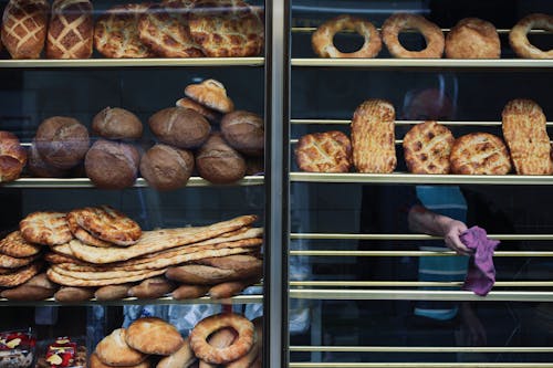 Bread on Shelves in Bakery