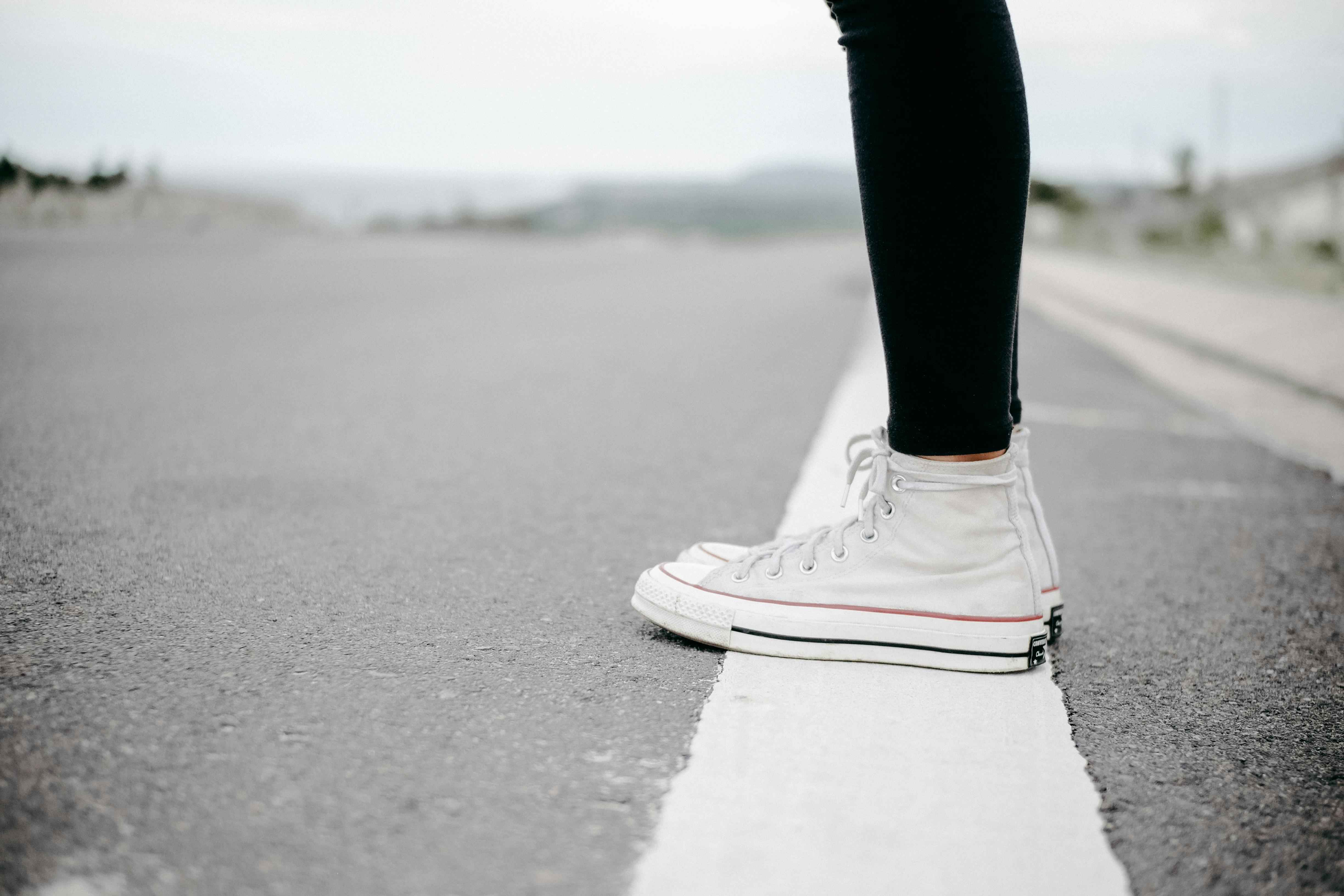 White high top converse cheap on feet