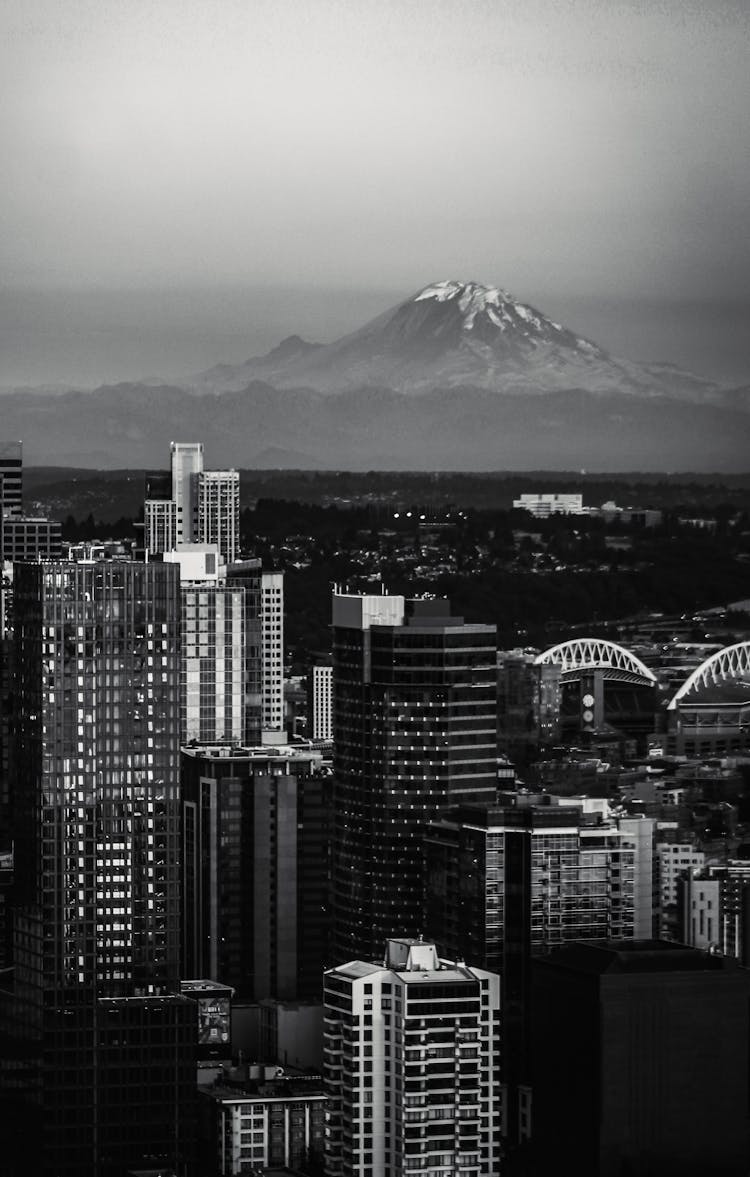 Cityscape Of Seattle And The View Of Mount Rainier, United States 