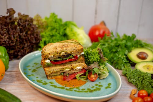 Mouthwatering Sandwich on Ceramic Plate