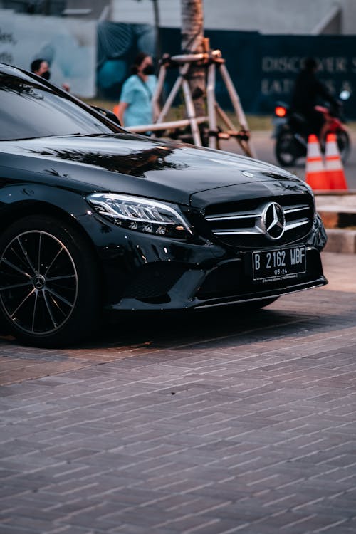 Black Mercedes-Benz C Class W205 on a Parking Lot 