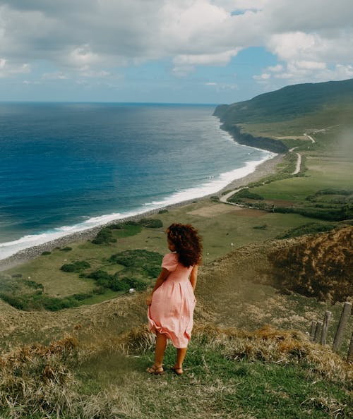 Back View of a Woman in Pink Dress