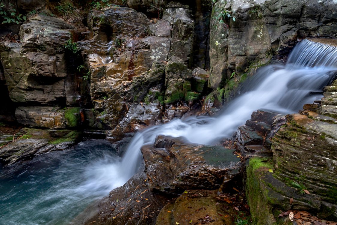 Waterfall And Rocks A Waterfall Between Rock Formations · Free Stock Photo