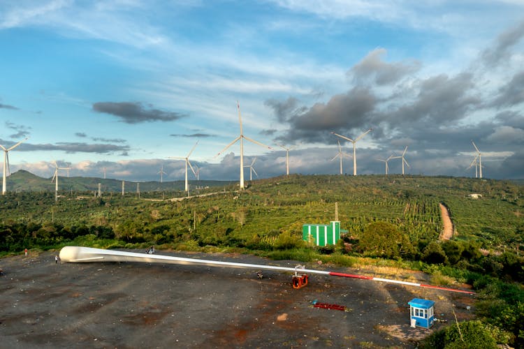 Wind Turbines On A Field