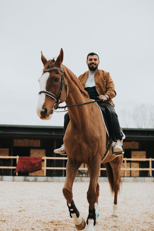 A Bearded Man Riding a Horse 