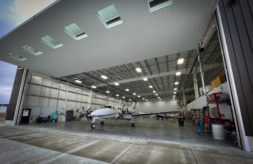 Light Aircraft in a Hangar 