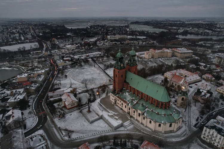 Drone Shot Of Gniezno, Poland