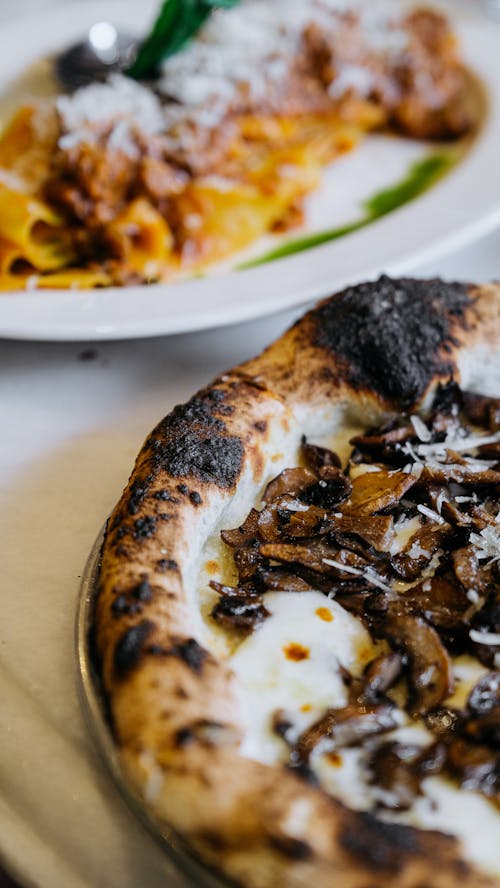 Pizza with Burnt Edges on Plate