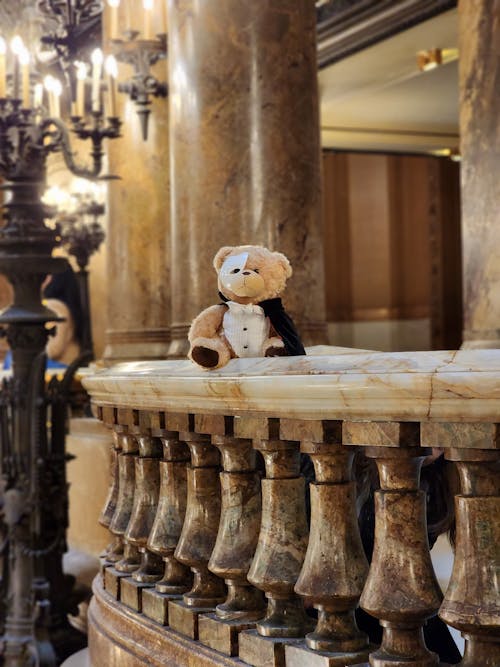 Teddy Bear on a Traditional Balcony 