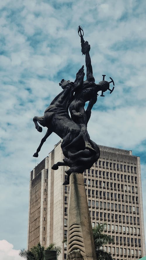 Equestrian Statue in City