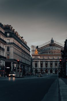 Stunning view of the Paris Opera House at dusk, showcasing classic French architecture.