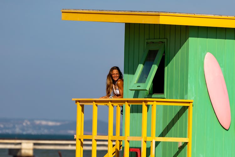 A Woman In The Lifeguard Station