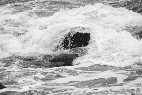 Sea Waves Crashing on the Rock