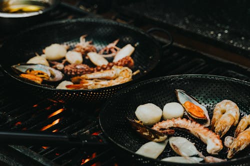 Foto profissional grátis de alimento, área da cozinha, camarão