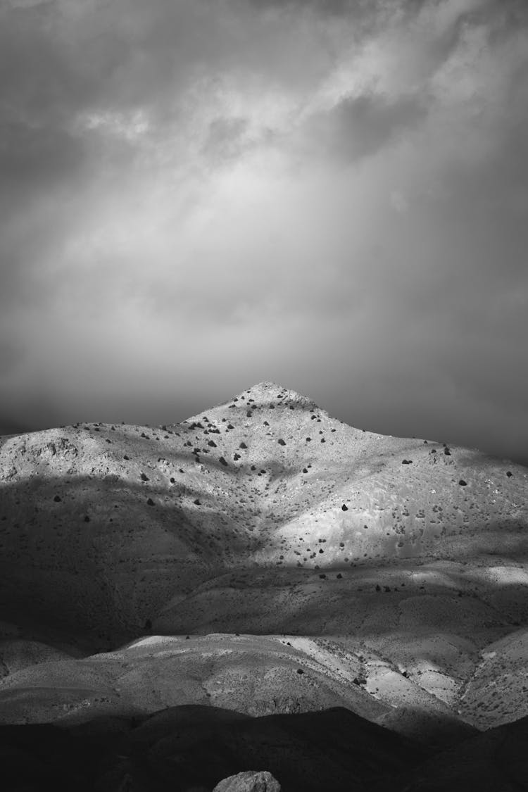 Clouds Over Hill In Black And White