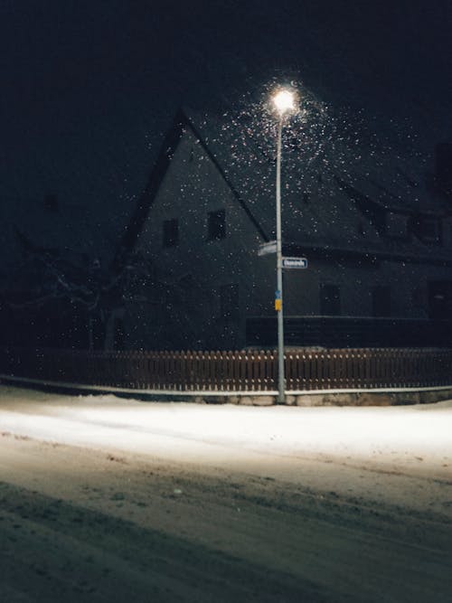 Street Lamp at Night on Winter