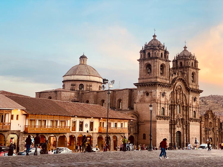 People In Front Of Majestic Church