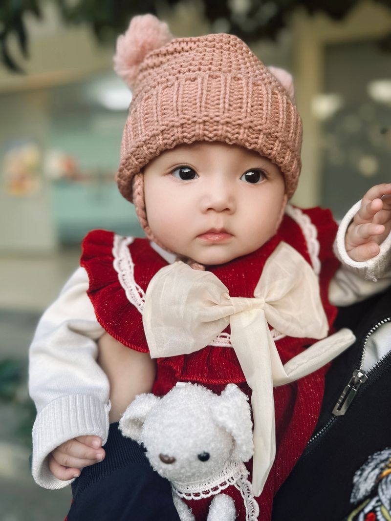 Happy baby with bright eyes